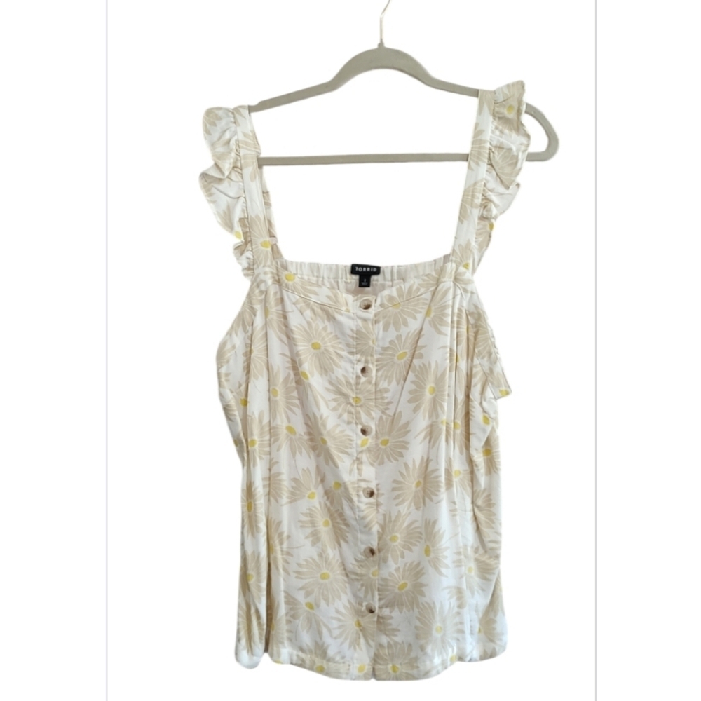 Torrid Cream and Yellow Floral Blouse Size 4X